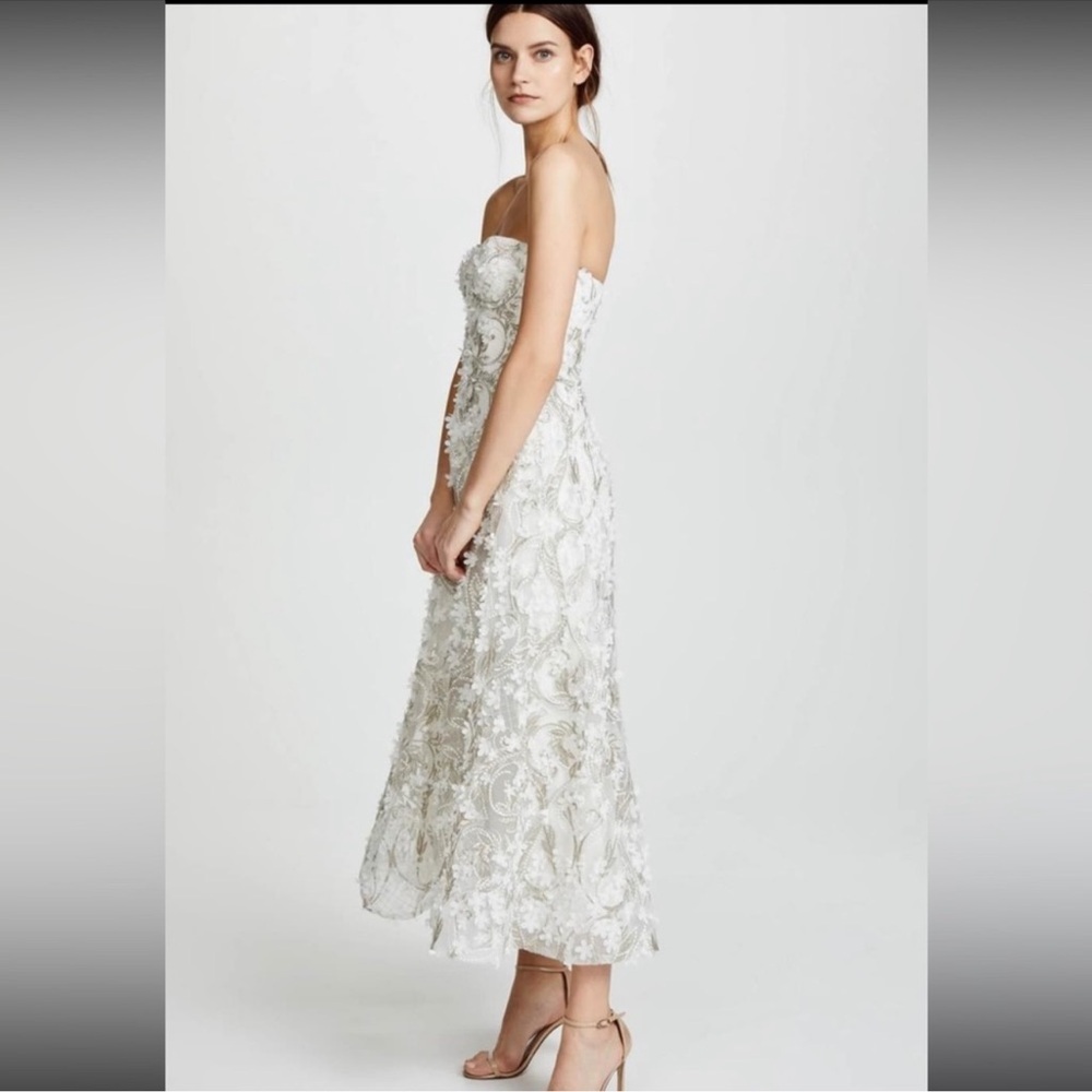 Marchesa Notte Anthropologie BHLDN Arabella White Flower Appliqué Wedding Dress
